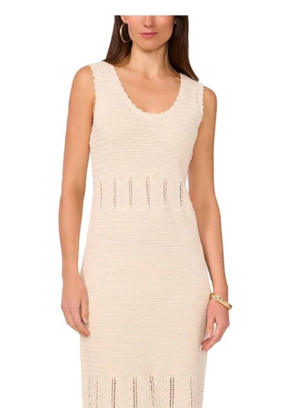 French Connection Cream Crochet Midi Dress